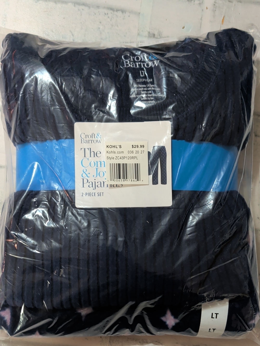 Croft & Barrow Women's en's Dark Navy Ribbed Pajama Set